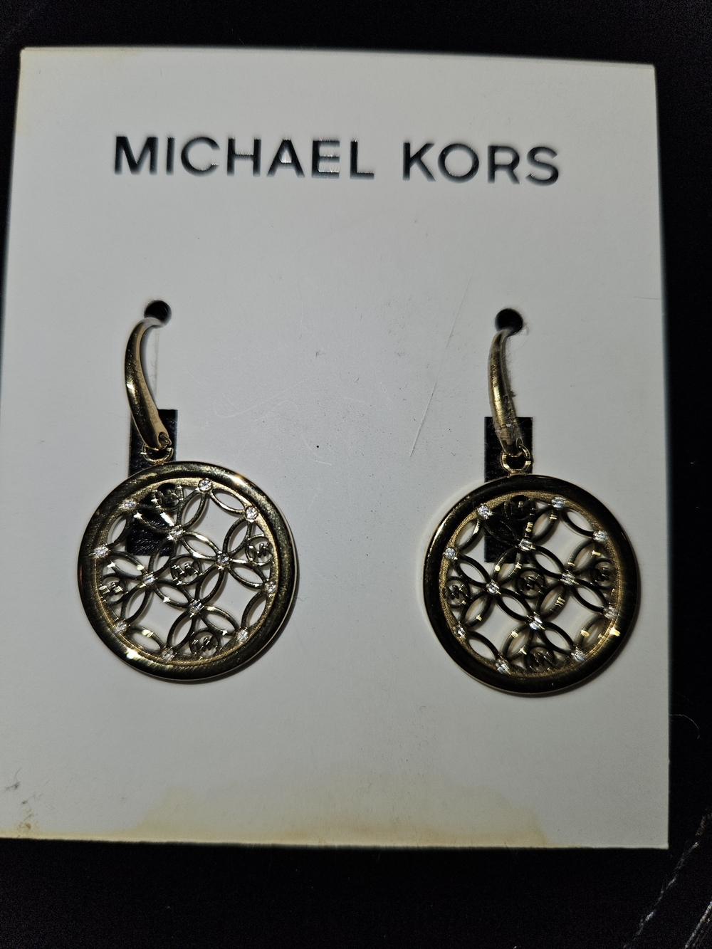 Michael Kors Gold Circular Filagree Drop Earrings